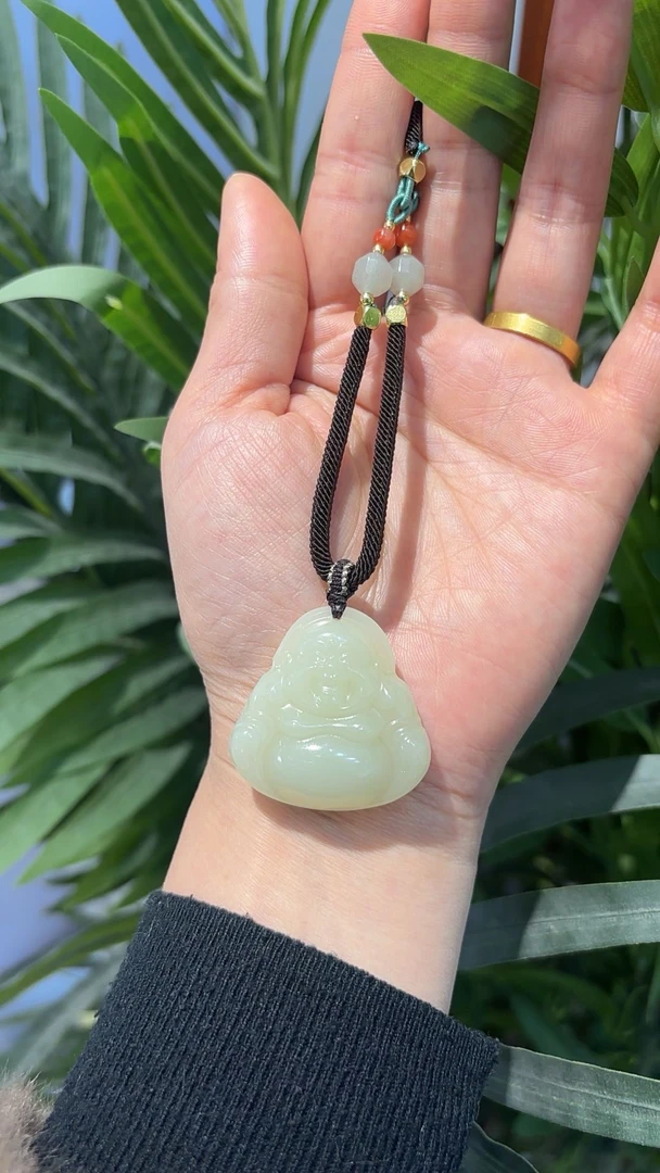 【青海料黄口35mm双面佛公】料子干净带绳子礼盒