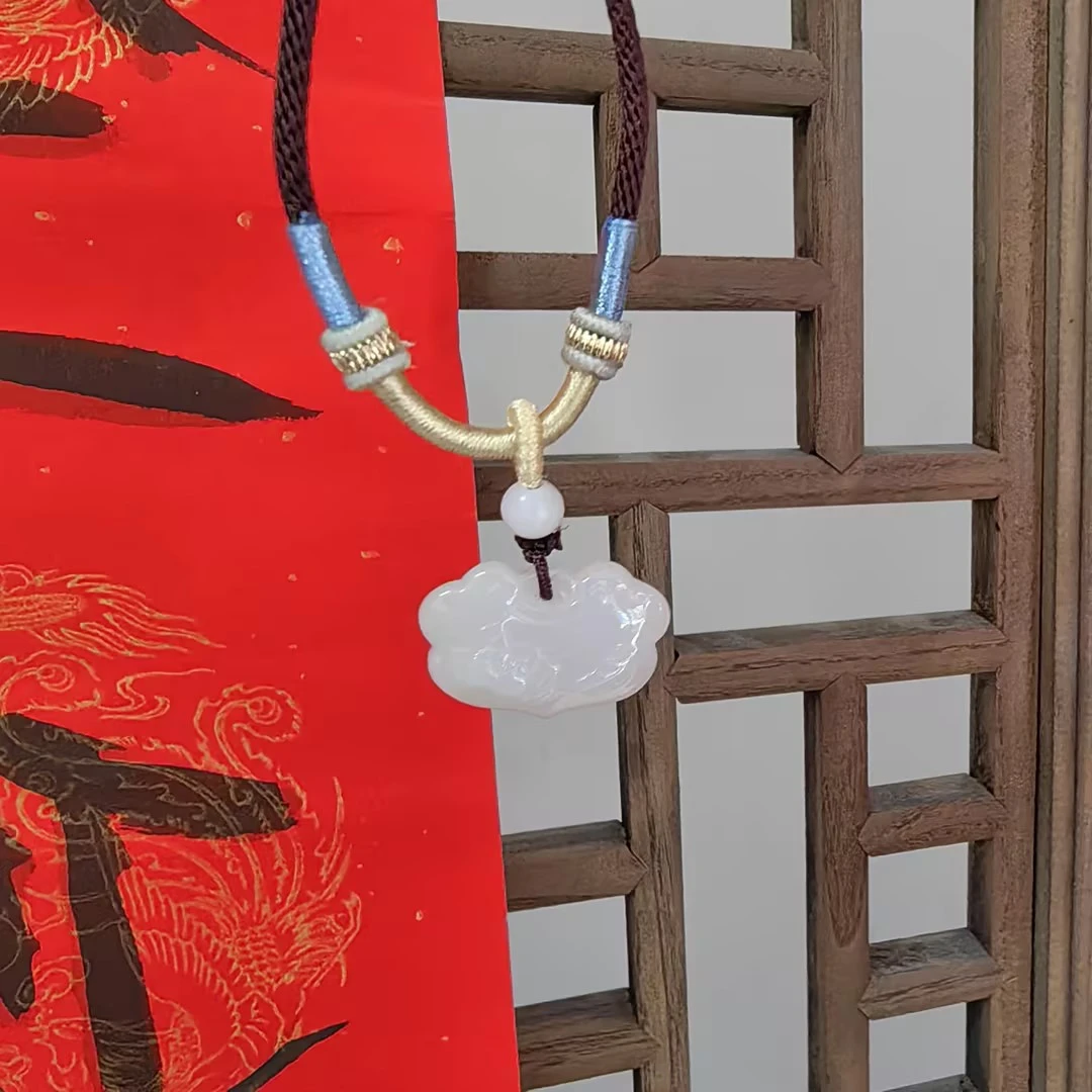 福福如意福锁天然缅A翡翠吊坠