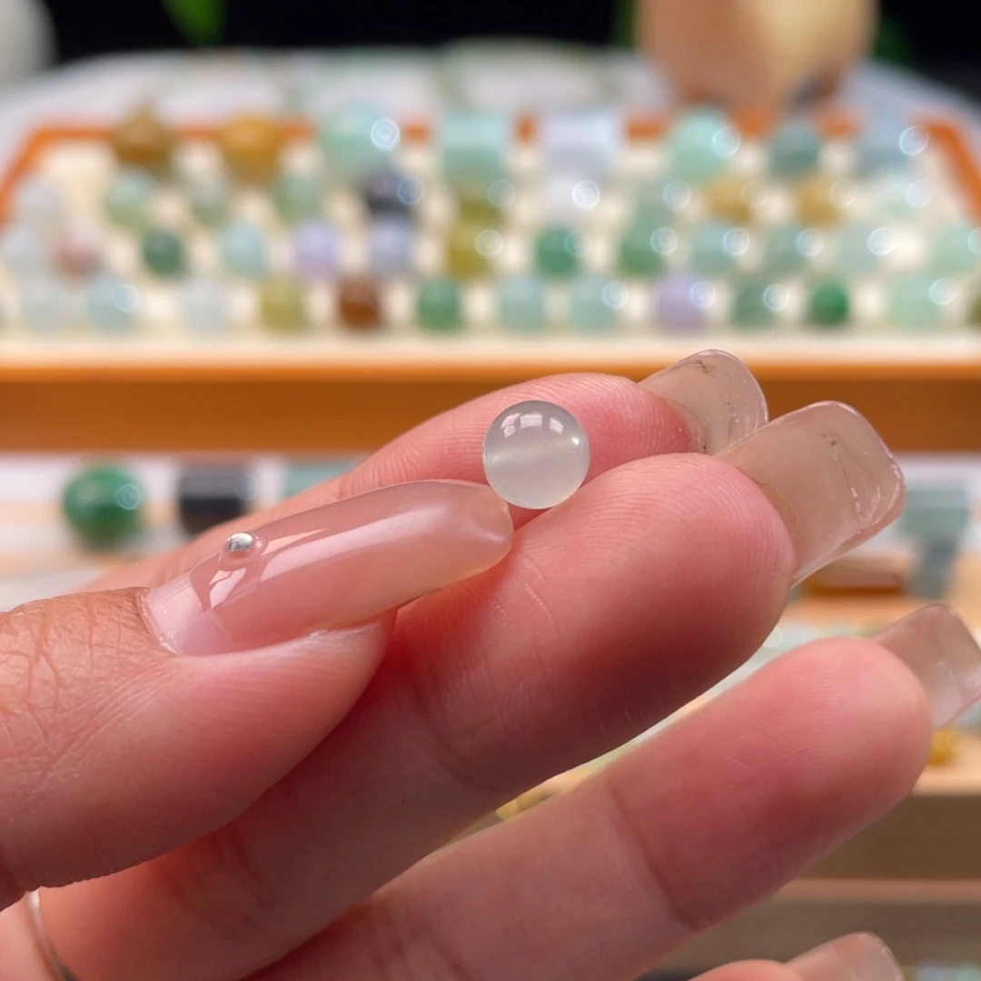 未镶嵌定制翡翠天然缅甸翡翠a货冰圆珠6.5