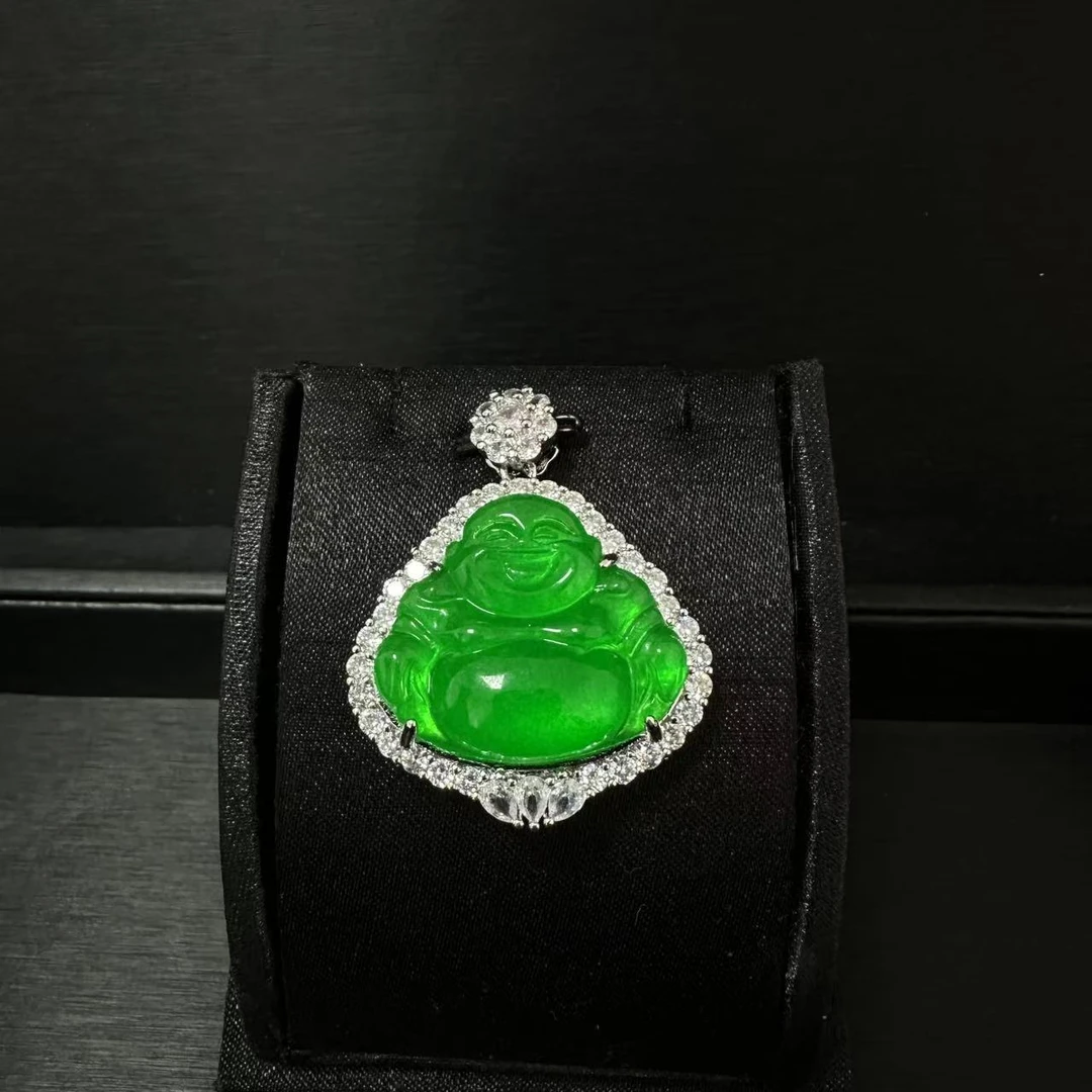 天然满绿藏收冰佛公吊坠LX028015