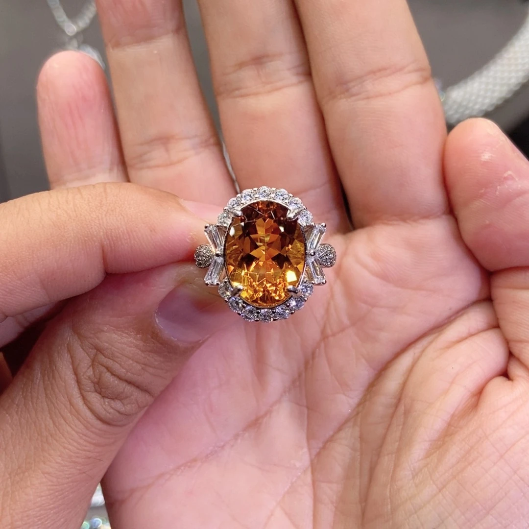 水晶戒指银S925镶嵌火****虫