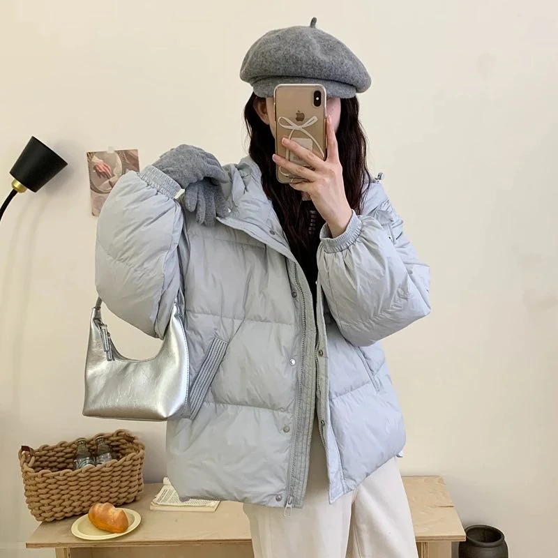 新秋冬羽绒服女加厚带帽小个子休闲短款外套