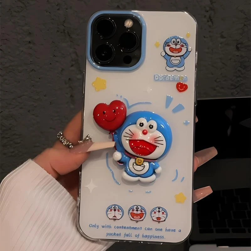 喝奶茶哆啦适用于苹果16pro双层IMD手机壳华为vivo新款小米15oppo