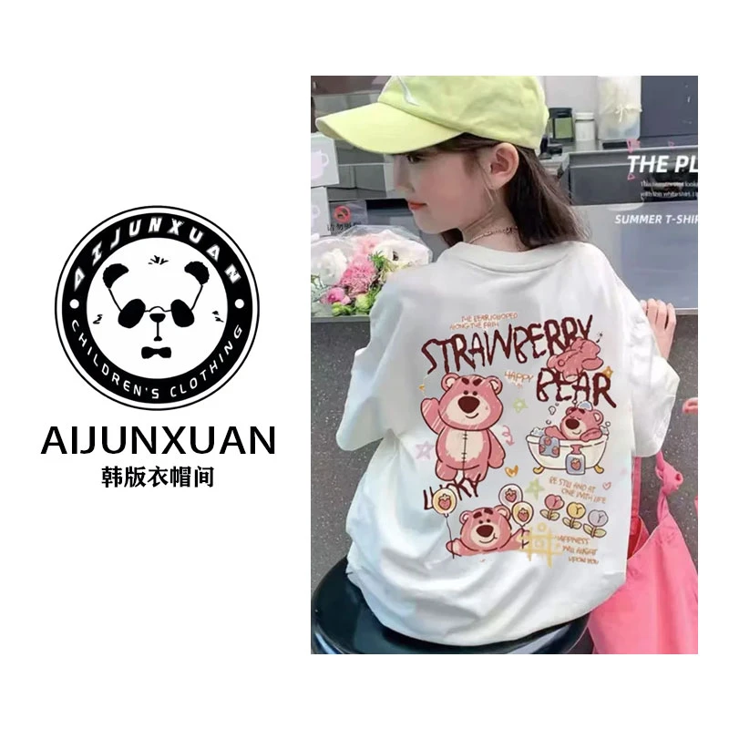 甜美风女孩必备~洋气潮流亲子短袖T恤女童夏季印花上衣女孩半袖