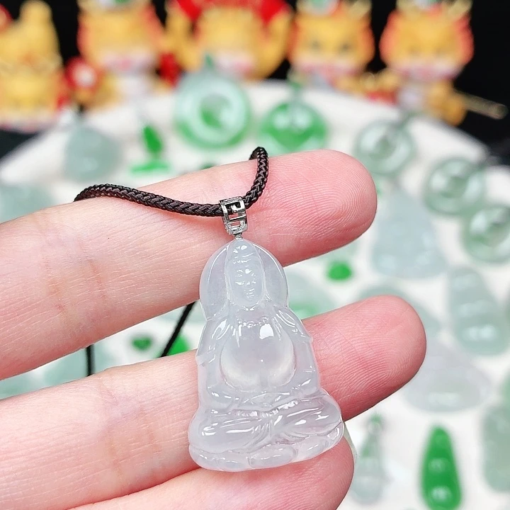 颈饰18K金镶嵌翡翠缅甸天然A货翡翠