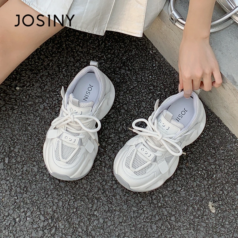 卓诗尼网面透气老爹鞋女2025夏厚底增高软底休闲运动鞋522A24012