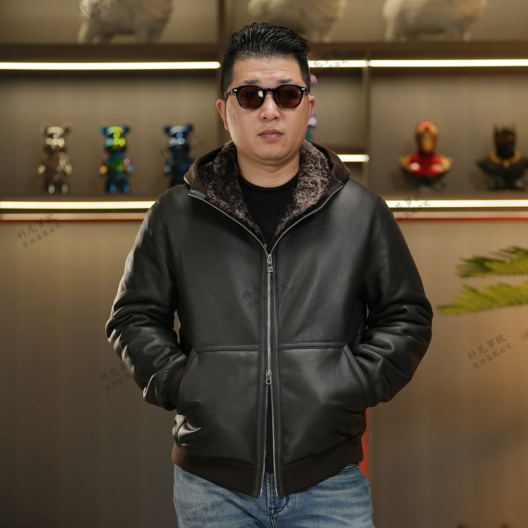 男士连帽Lacon拉贡皮毛一体休闲夹克高级简约时尚外套冬季51868-1