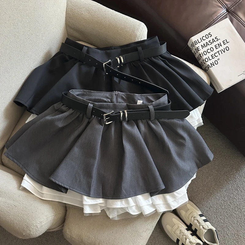 【YES Y】秋冬新款复古高腰显瘦A字半身裙女防走光内衬蓬蓬短裙