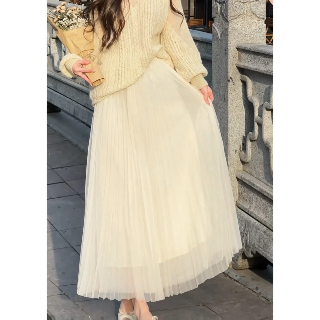 【大只定制】日光柔纱 新款百搭高腰显瘦气质A字纱裙5CQYZ8632