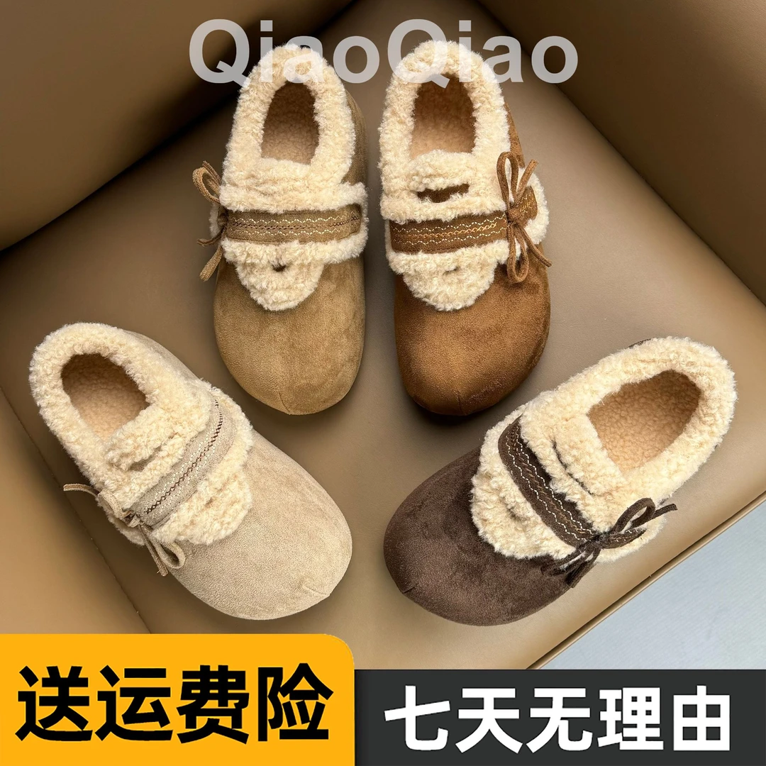 爆款刺绣蝴蝶结厚底增高加绒勃肯鞋女外穿2025秋冬季新款保暖棉鞋