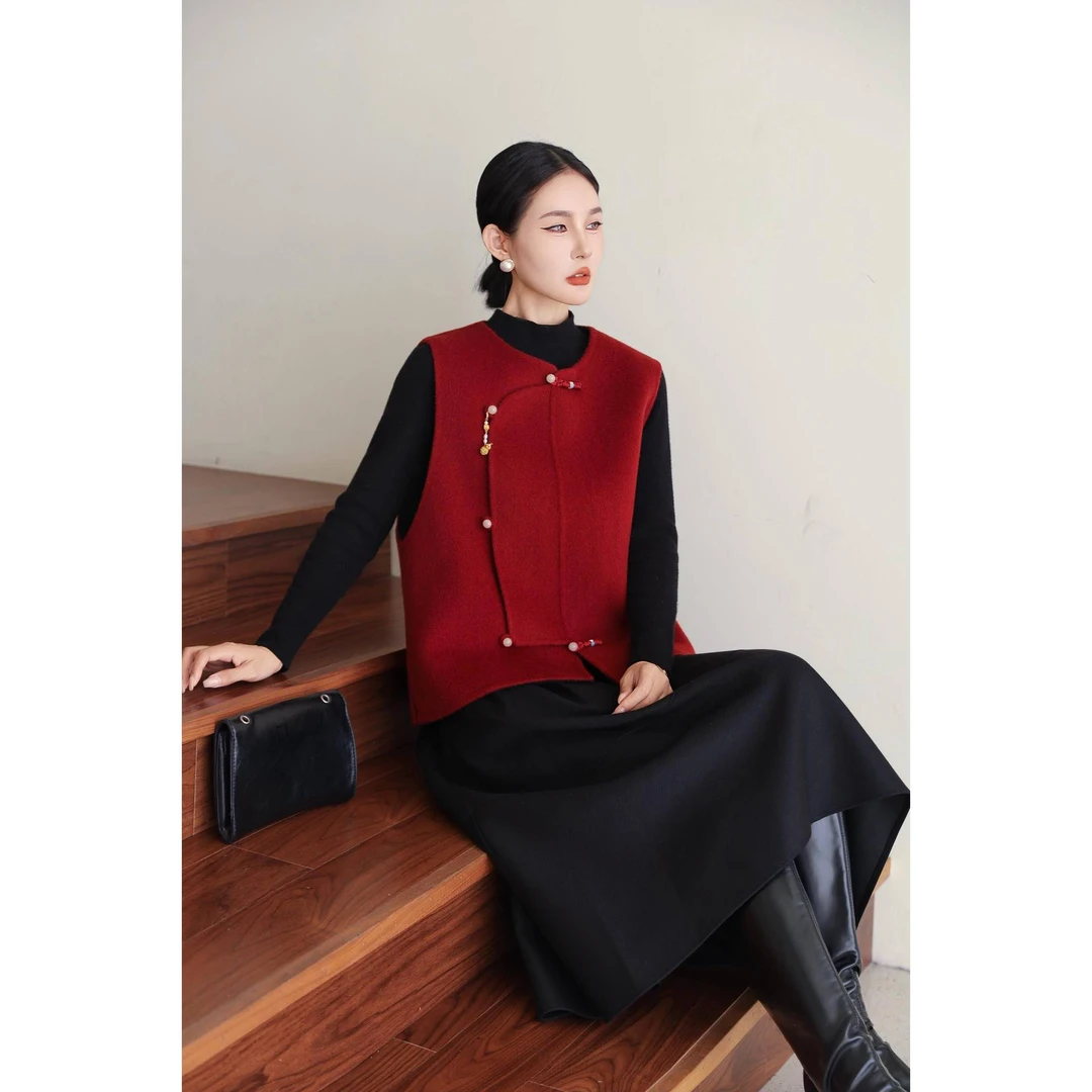 KIKI严选：25823-AFR家欧洲站南油秋冬盘扣国风高级感加厚马甲