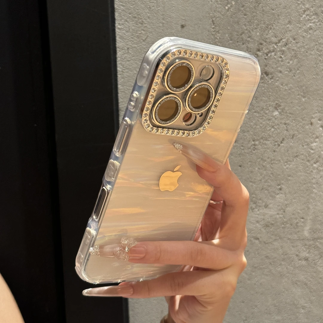 新款高级贝壳纹全包镜头膜适用iPhone16promax手机壳15苹果14女13