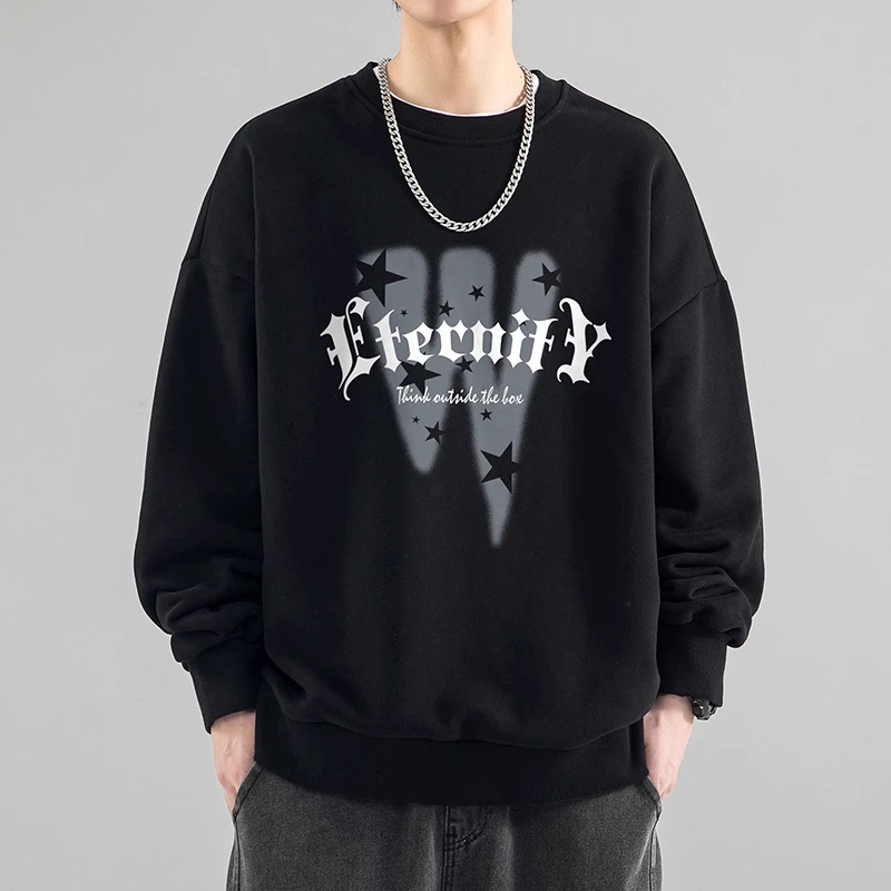 凯颂大码300斤复古街头潮流圆领卫衣男女秋冬宽松百搭重磅长袖衫