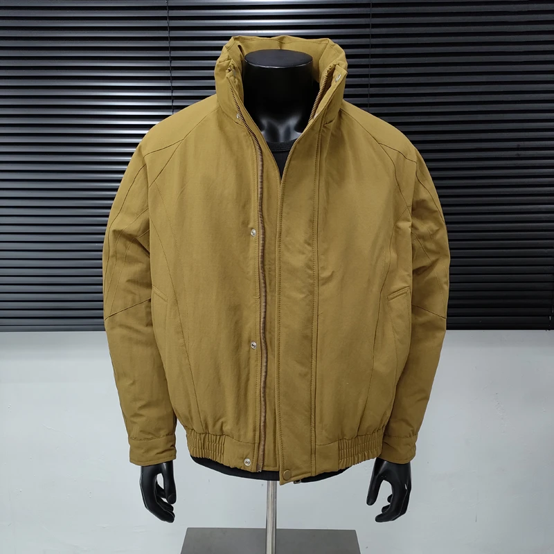 冬季新款防寒保暖飞行员夹克立领羽绒服男士微廓宽松50白鸭绒外套