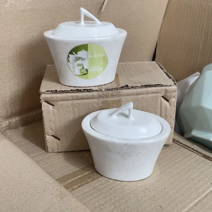 瓷片国营四厂骨质瓷糖缸一对