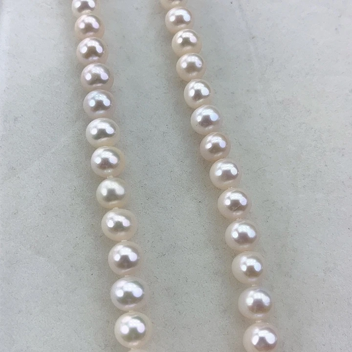 淡水珍珠颈饰银S925镶嵌卡9极光炫彩白透粉