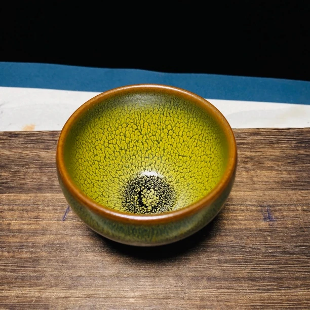 绿鹧鸪蛋杯器型建窑建盏天目盏陶瓷主人杯茶具品茗杯茶杯原矿原釉