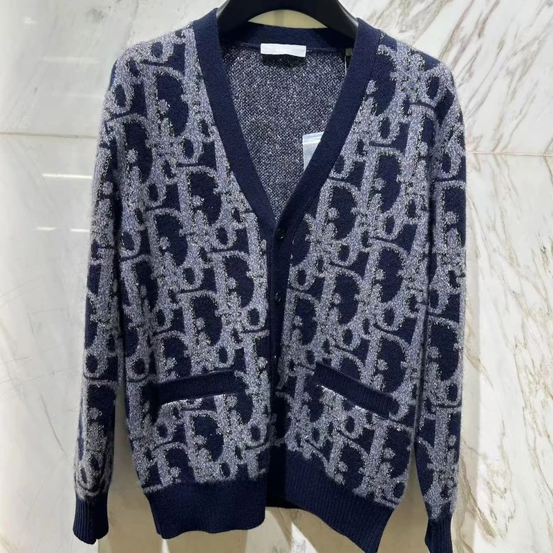 C.Dioc男女同款老花纯羊绒开衫外套时尚潮流百搭