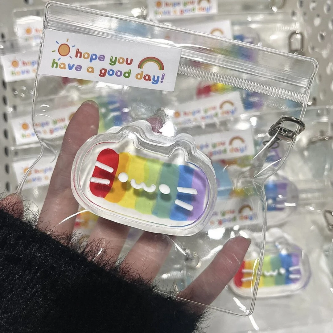 小红书同款多巴胺彩虹小猫芝士捏捏乐硅胶慢回弹可爱解压玩具学生