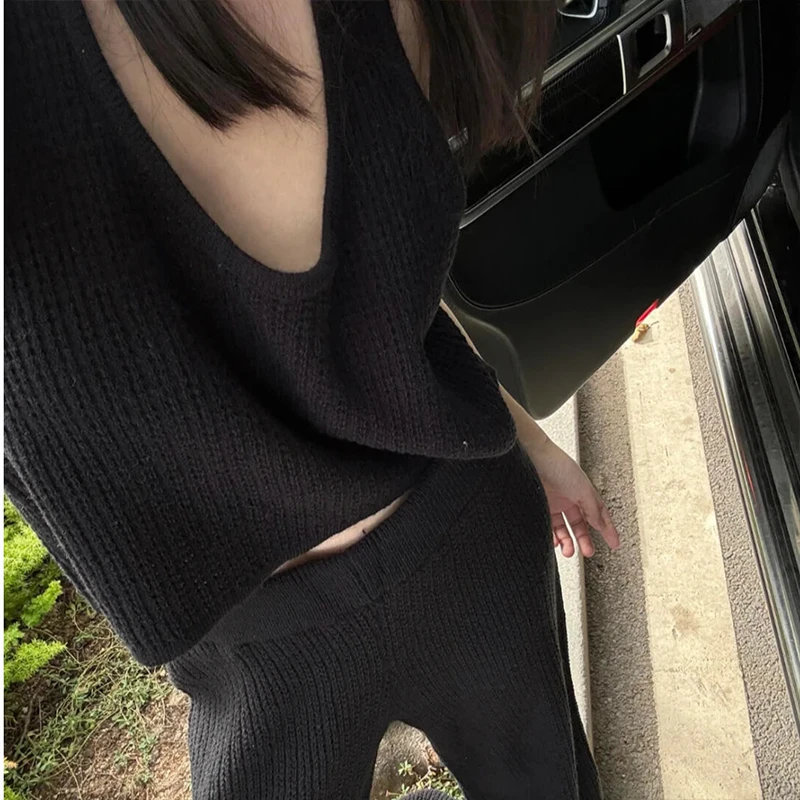 2025早秋新款时尚套装气质显瘦洋气休闲百搭针织背心休闲阔腿长裤