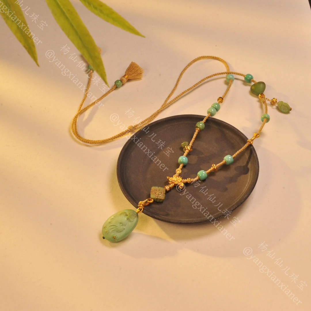 【杨仙仙珠宝】18K镶嵌绿松石多宝项链- A3629