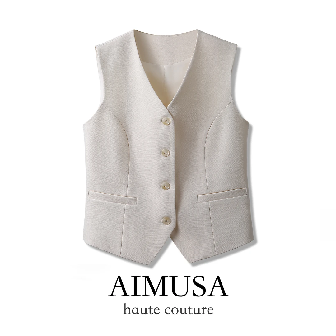 25春季新款知识分子西装马甲女春季新款时髦叠穿马夹外套