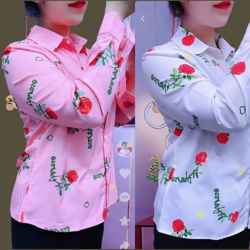 衬衣上衣显瘦女装百搭印花春秋洋气衬衣上衣显瘦女装百搭印花春秋