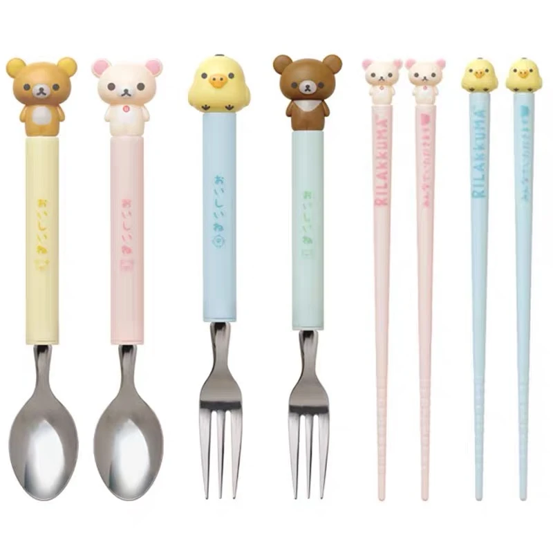 【现货】正版日本san-x轻松熊熊哥鼻孔鸡限定餐具通用筷子叉子勺子