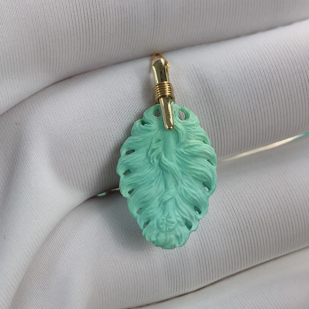 绿松石挂件18K金镶嵌