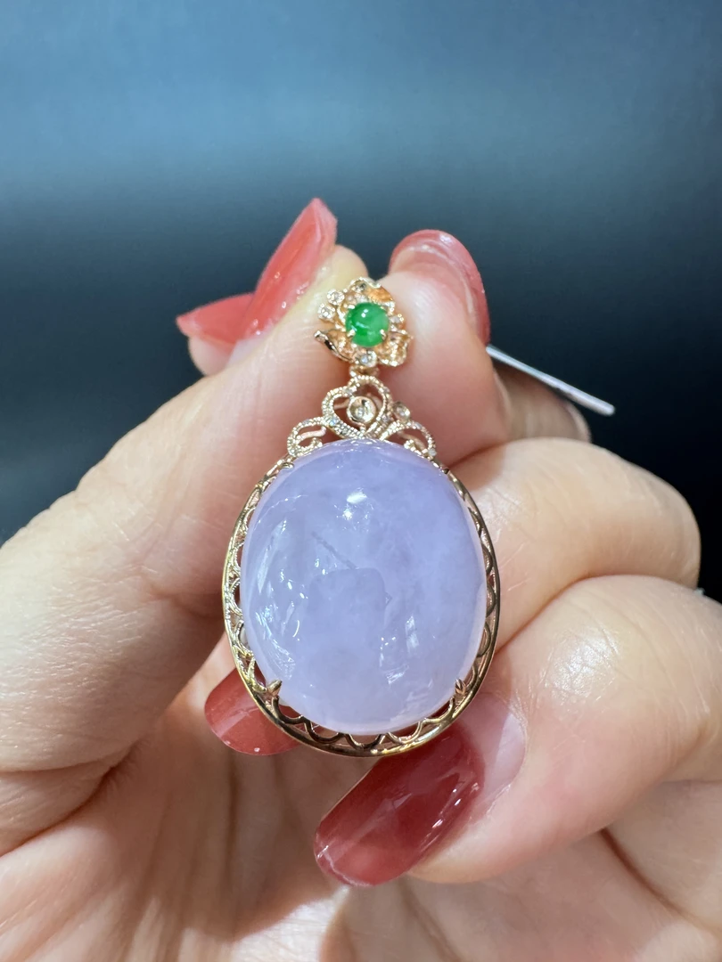 天然缅甸翡翠A货紫罗兰吊坠