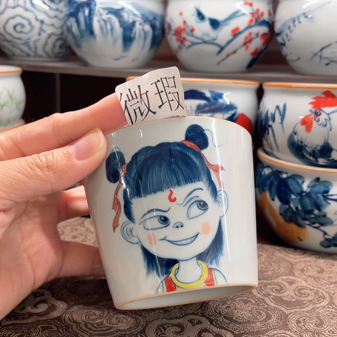 釉下手绘茶具微瑕