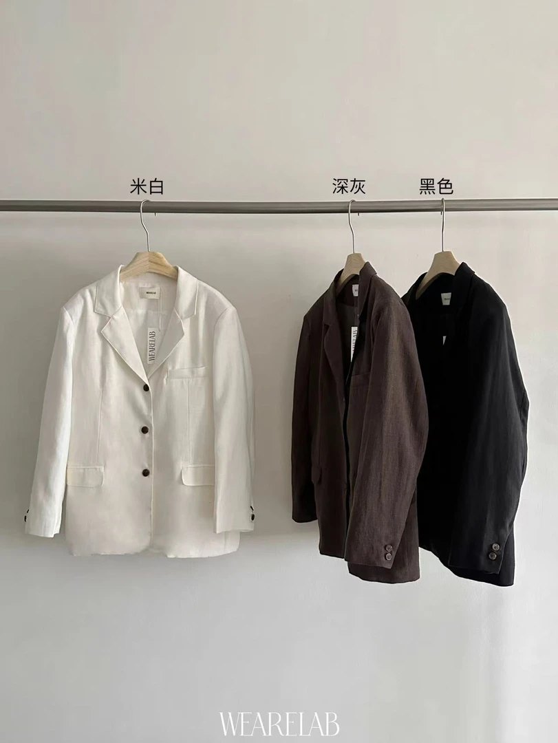【小胖家】098秋季宽松休闲麻料西装外套