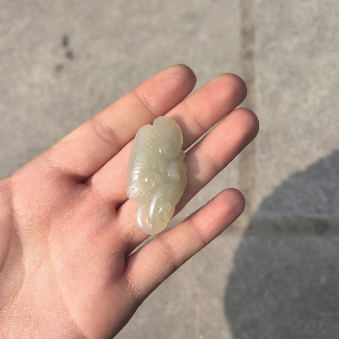 和田玉灵芝如意吊坠