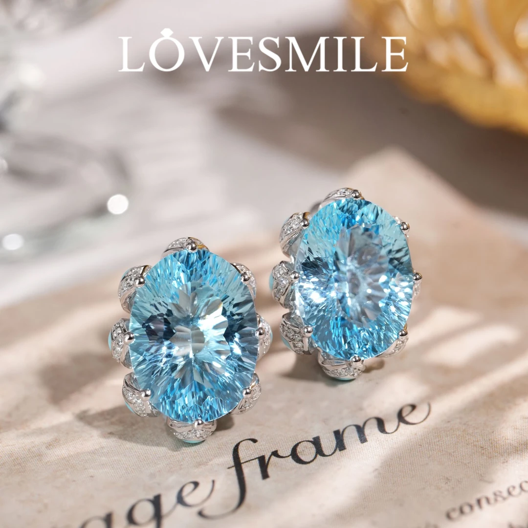 S925银托帕石耳环精美时尚华丽优雅莲花