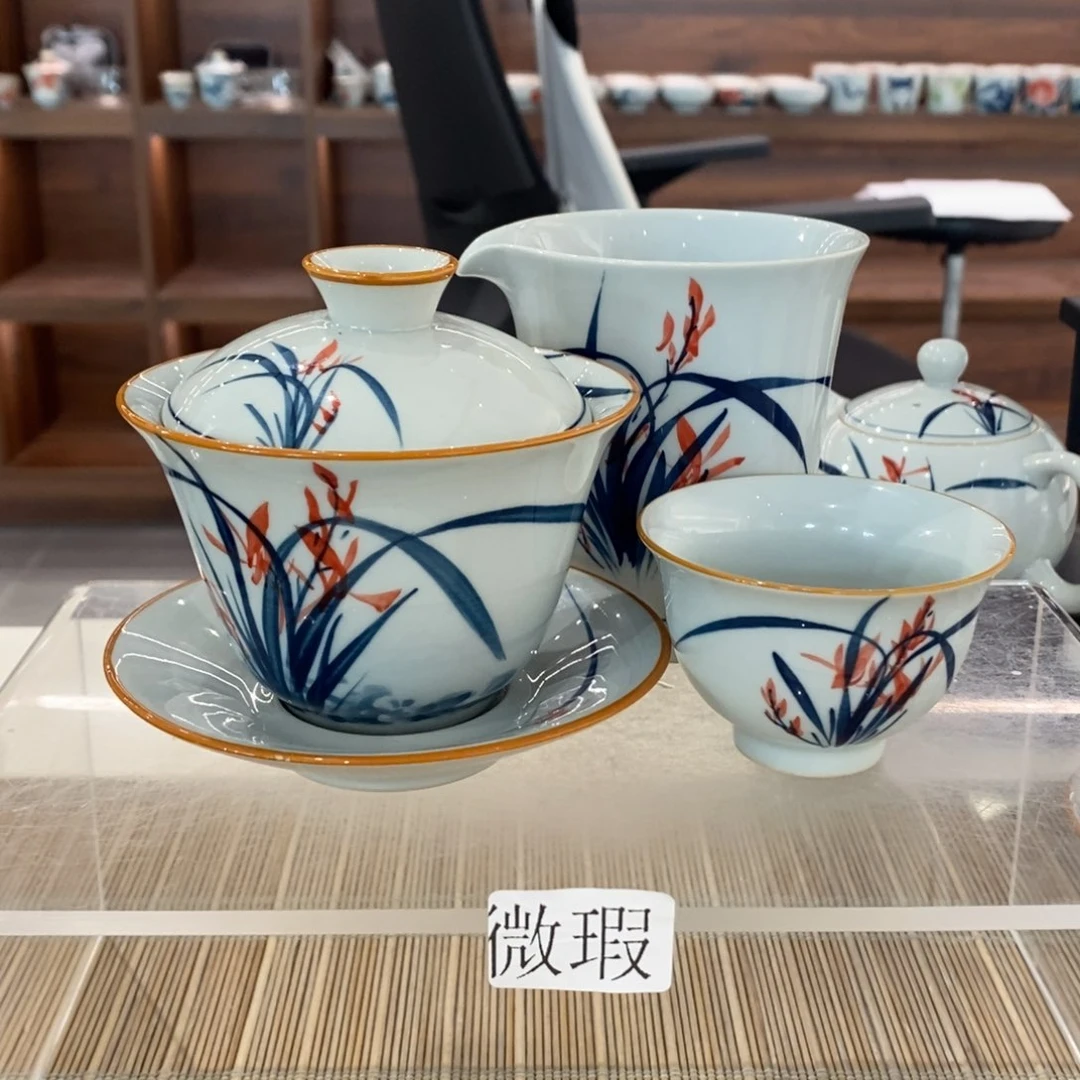 微瑕釉下彩纯手绘手工绘制