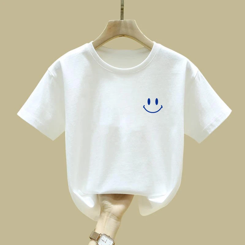 洋气圆领女童B类休闲短袖女夏季中大童纯棉T恤