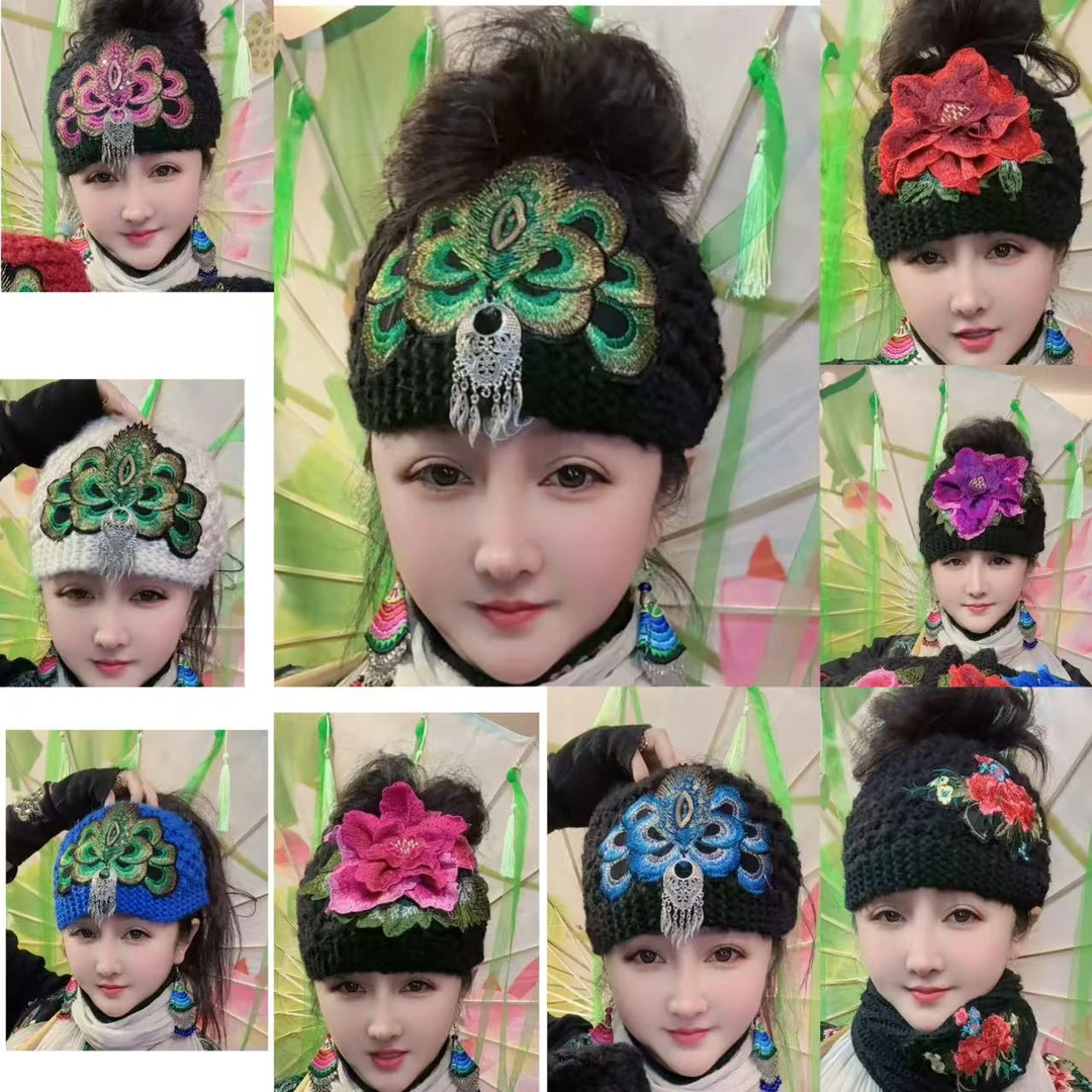 秋冬款毛线空顶帽民族风