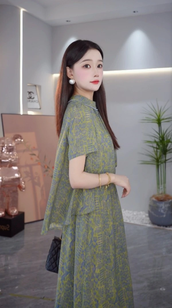 雅衣良品2025夏季新款中国风套装长裙子两件套