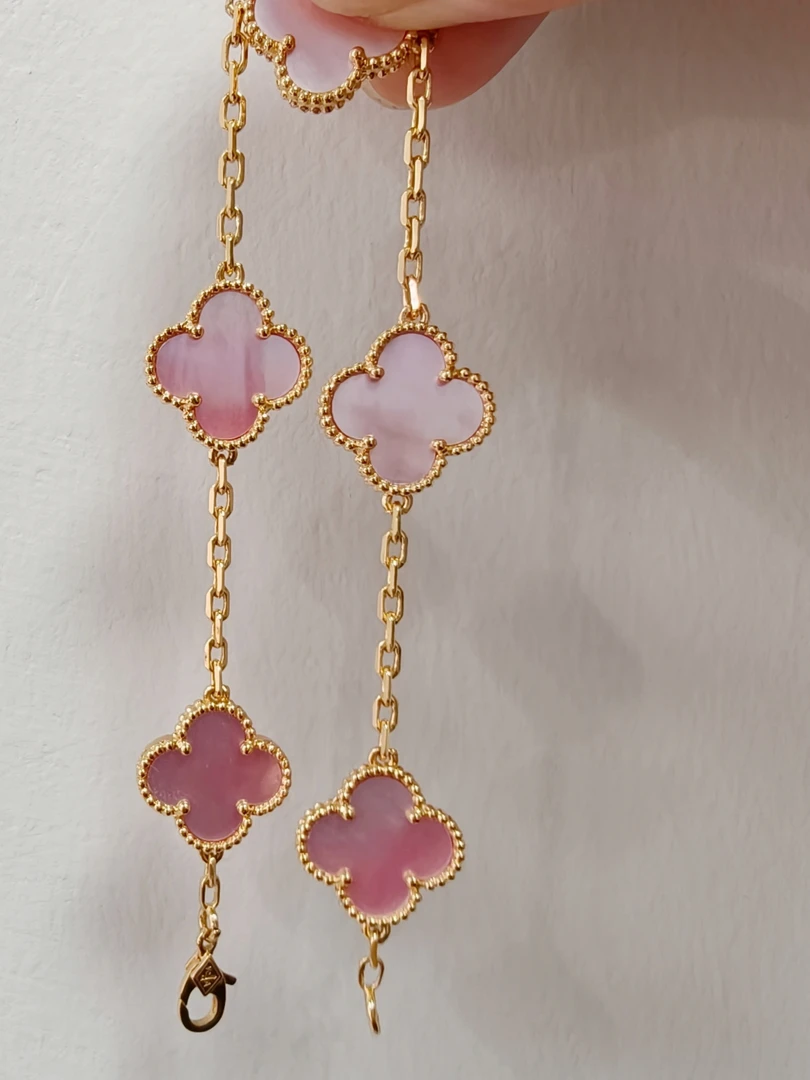 金玺珠宝】18K玫 粉贝母五花手链【粉贝母】