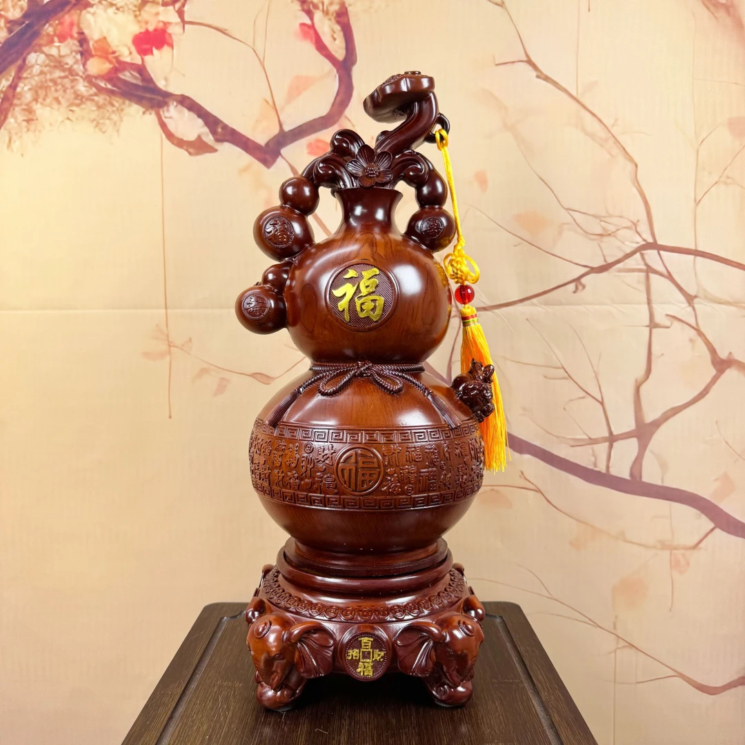 旺旺家居【百福招财】旋转葫芦摆件如意花开客厅电视柜办公桌送礼