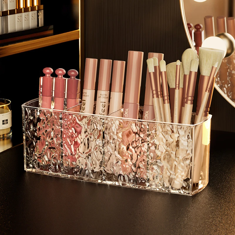化妆刷收纳筒透明亚克力梳妆台口红眉笔眼影桌面化妆品镜柜收纳盒