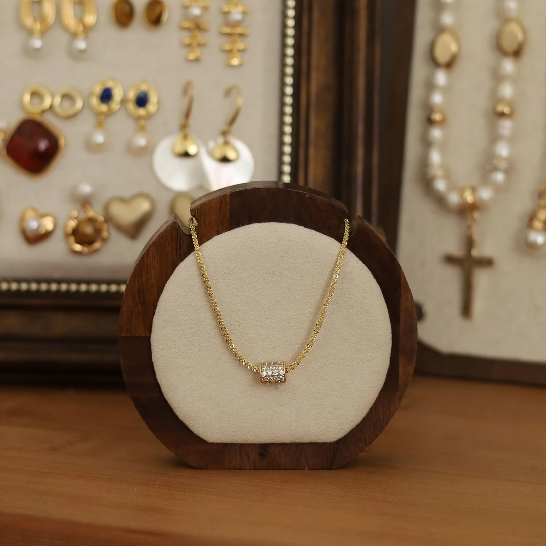 铜合金项链 气质简约复古百搭轻奢小众镀金ins女士项链手工