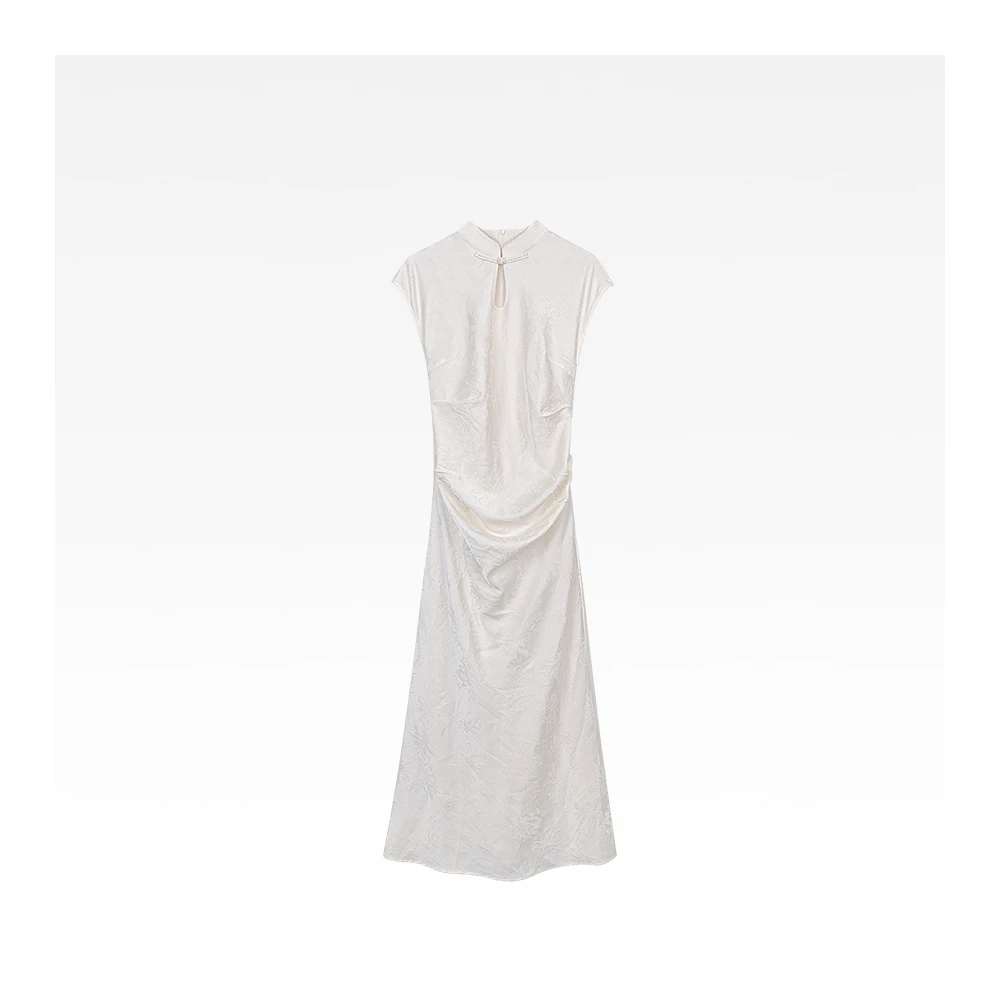 FORNI国风印花连衣裙 新中式时尚提花气质复古收腰长裙