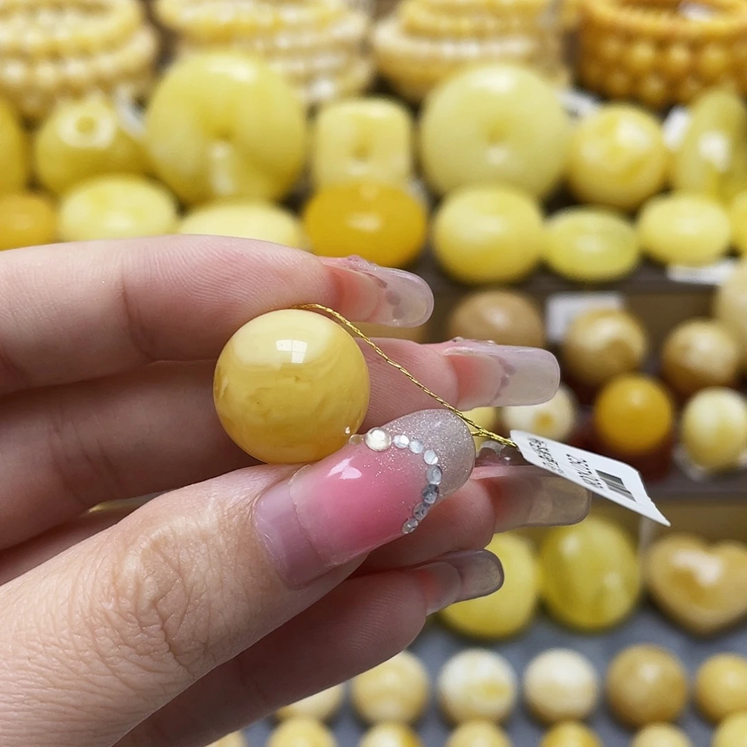 裸石琥珀未镶嵌16.3mm浓蜡妖花圆珠