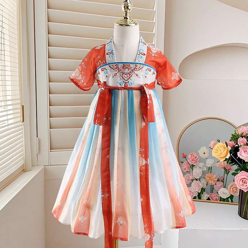 【霓凰】女童夏季汉服连衣裙中国风古风仙气小女孩薄款齐胸飘逸仙夏