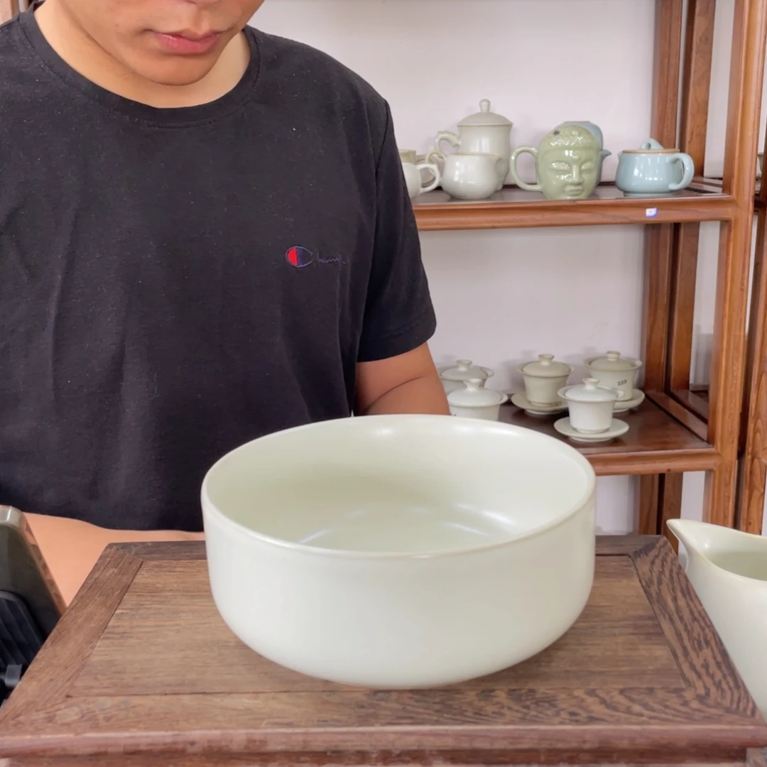 瓷片月白釉圆茶洗