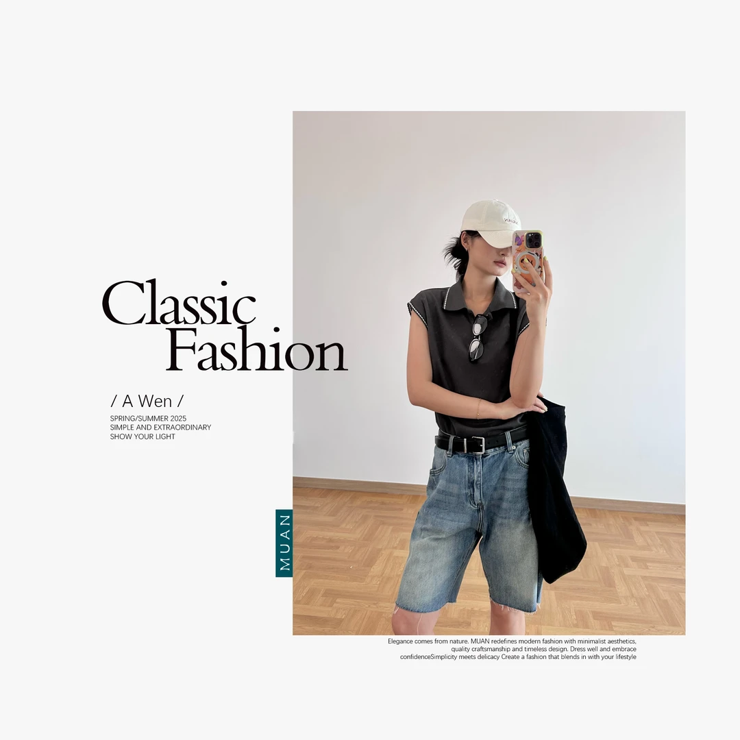 木岸MUAN:《哥伦多中裤》“哥伦多系列”定制宽松港风简约中裤F8-502