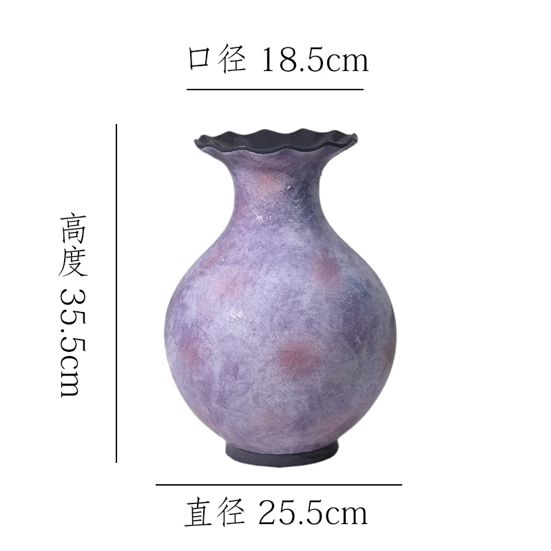[紫气东来-大肚波浪口瓶】桌面落地陶瓷花瓶干花鲜花客厅插花摆件