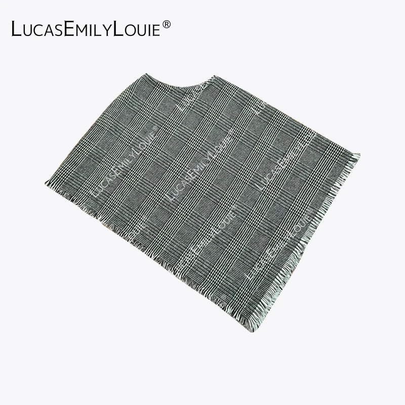 LUCASEMILYLOUIE欢姐0220复古时尚羊毛混纺黑白格加厚上衣250165