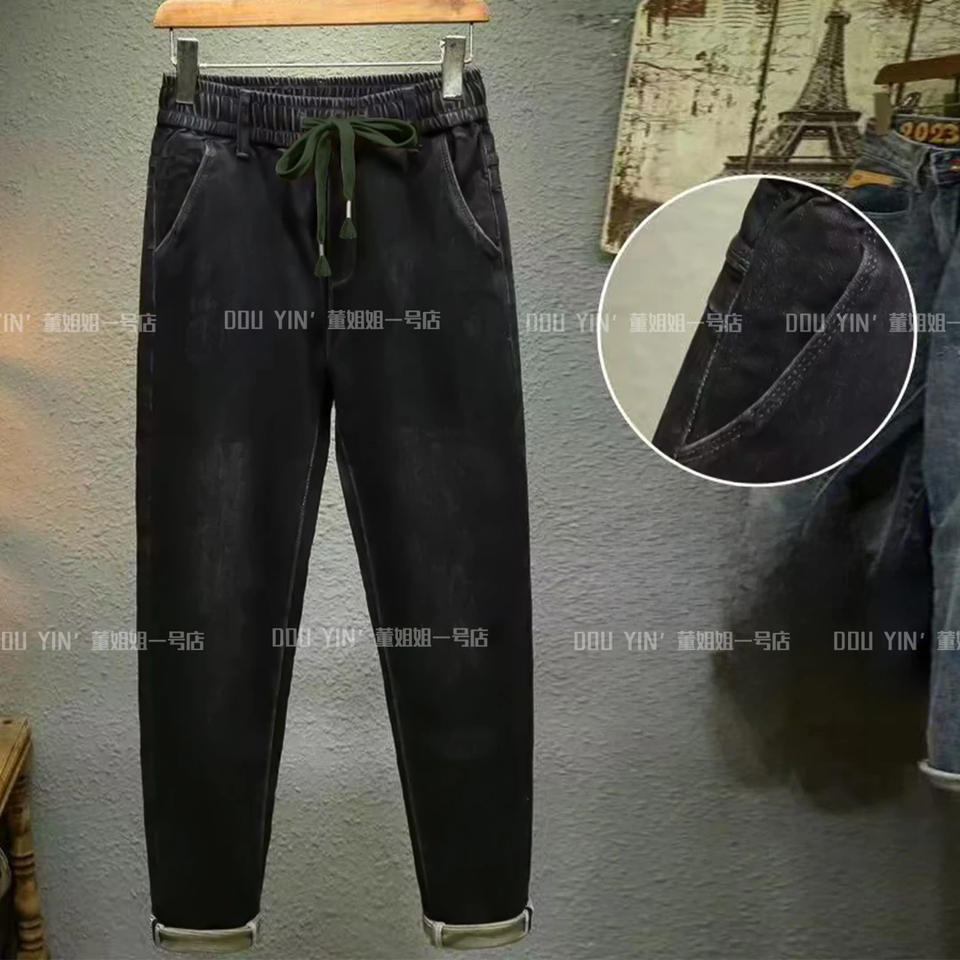 164男士春款直筒黑灰牛仔裤